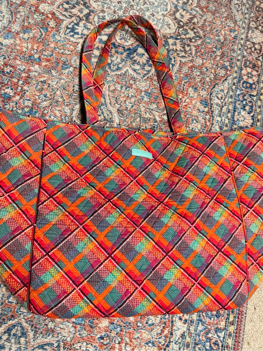 Vera Bradley Quilted Plaid Tote Rumba